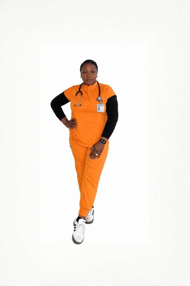 Justine Tangerine Scrub Set