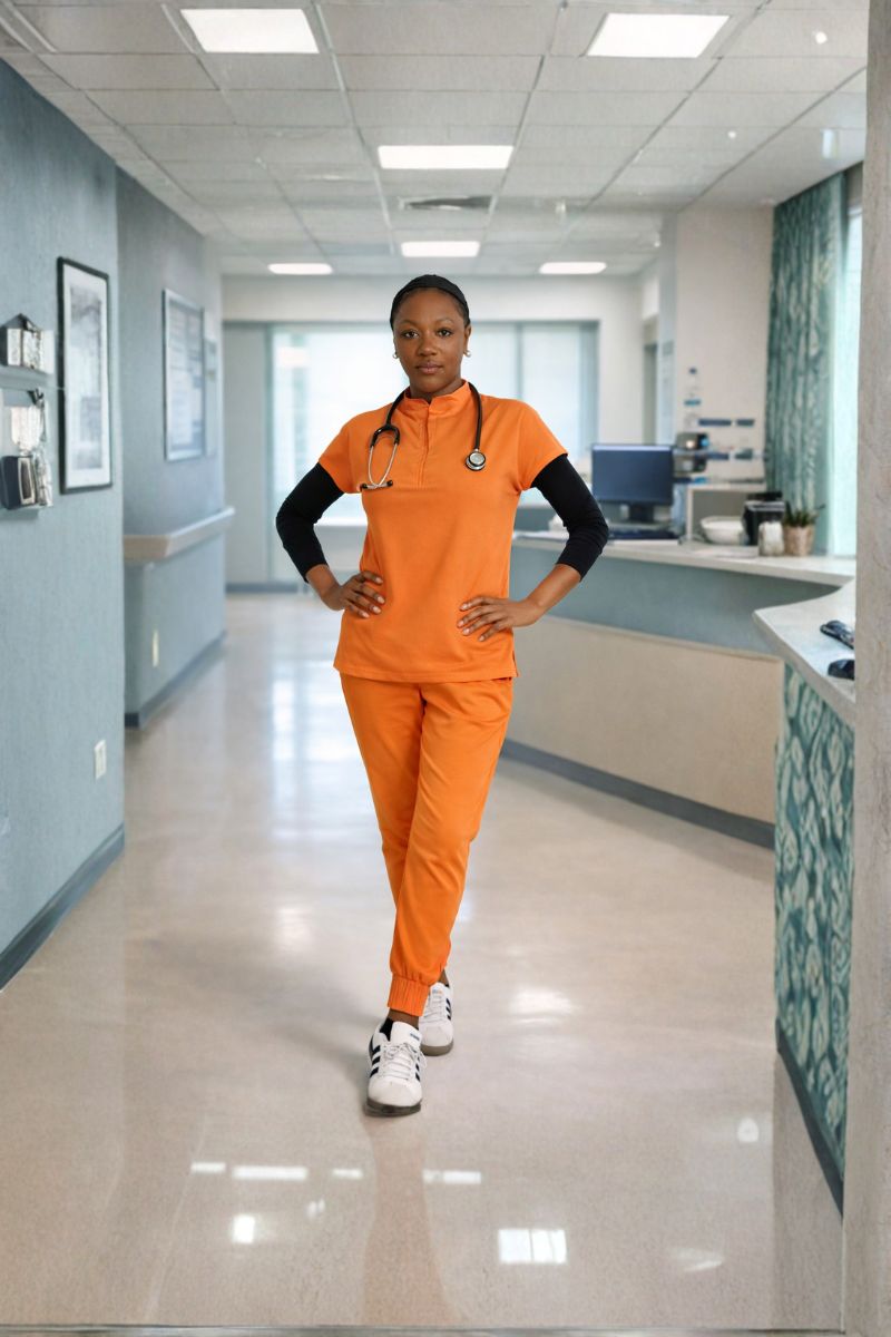 Justine Tangerine Scrub Set